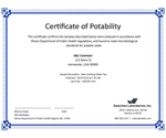 Certificate of Potability